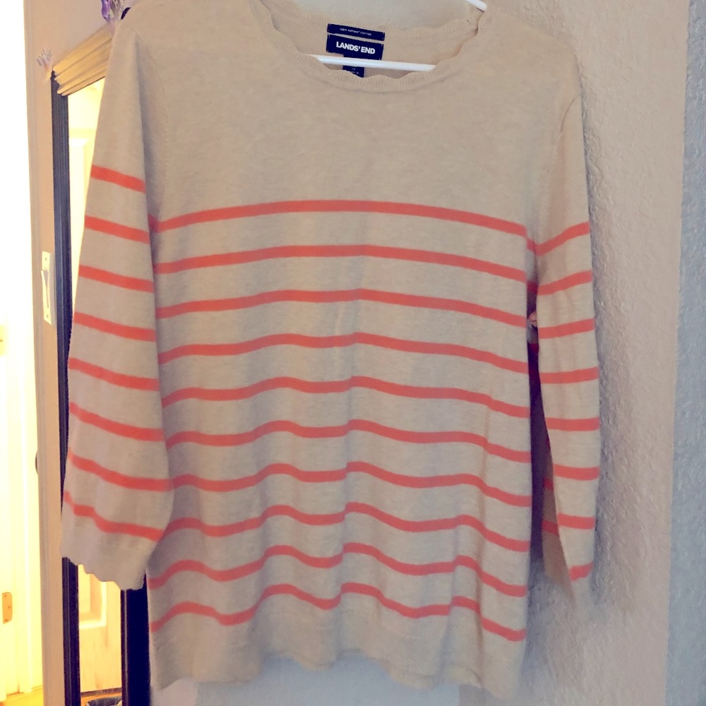 New with tags Lands End coral striped sweater XL